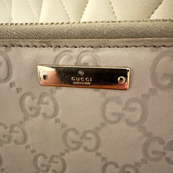 Rare Gucci Guccissima Zip Around Wallet in Off White / Taupe - Picture 3 of 13